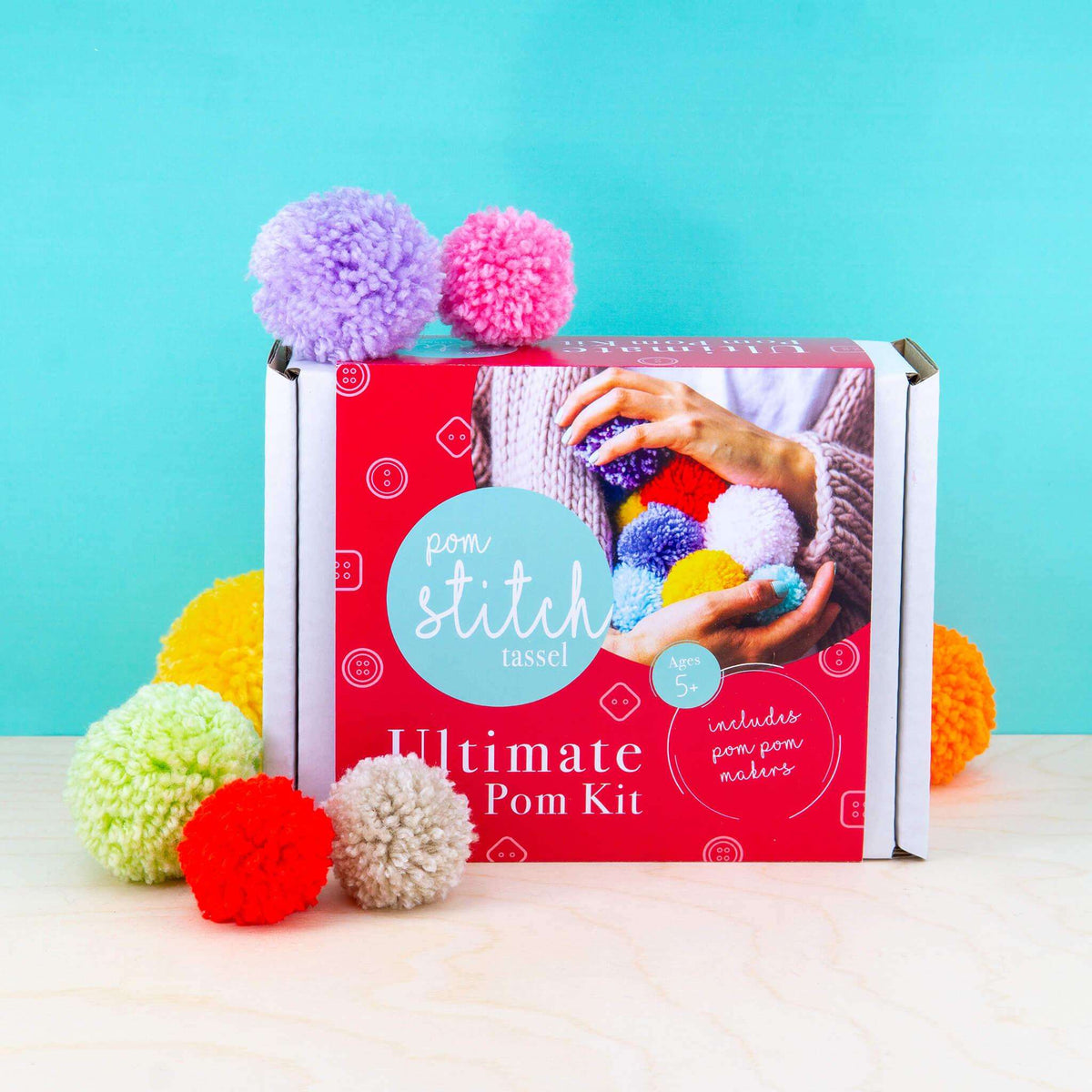 DIY Crochet Kit For Beginners - Complete Arts & Crafts Set With Yarn, Hooks & Pom Pom Makers