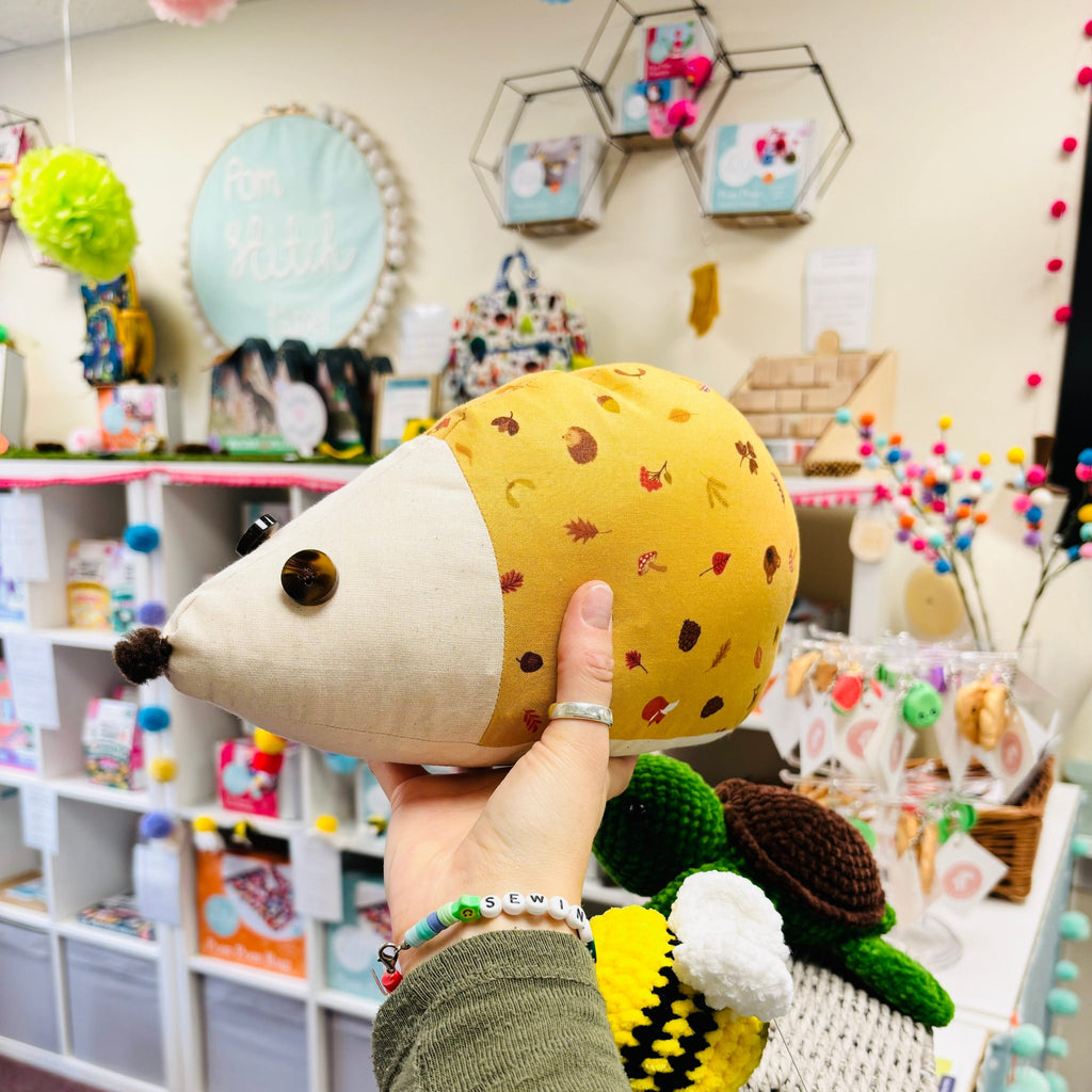 sew a hedgehog doorstop - doorstop in pom stitch tassel shop