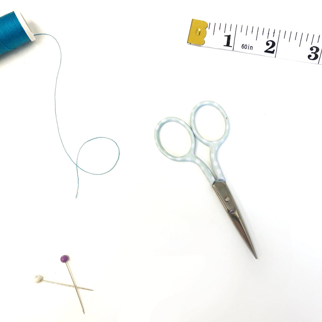Blue Polka Dot Adult Scissors - Pom Stitch Tassel